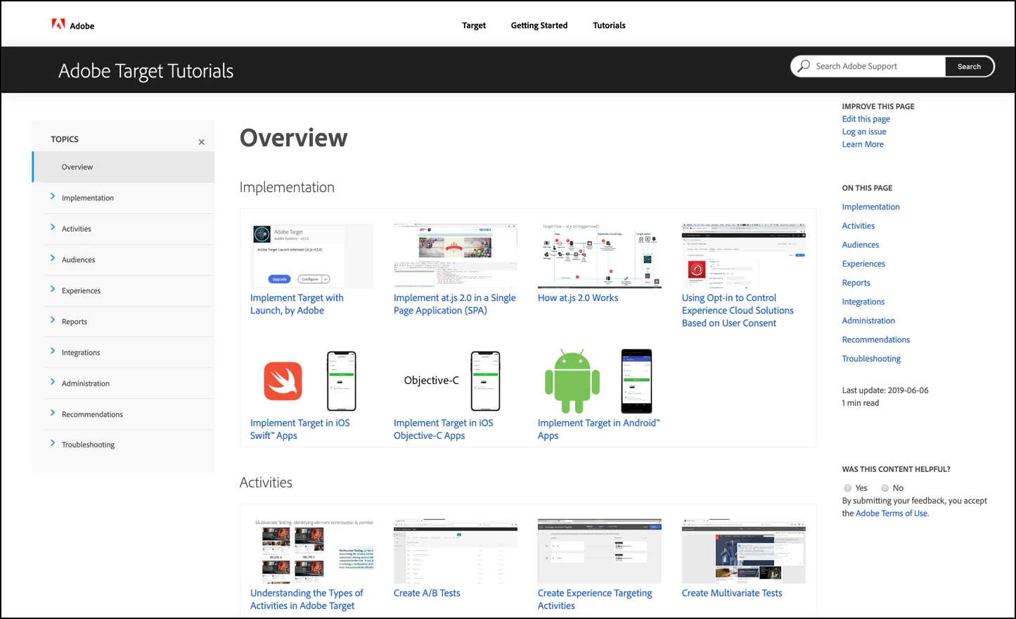 screenshot of Adobe Target